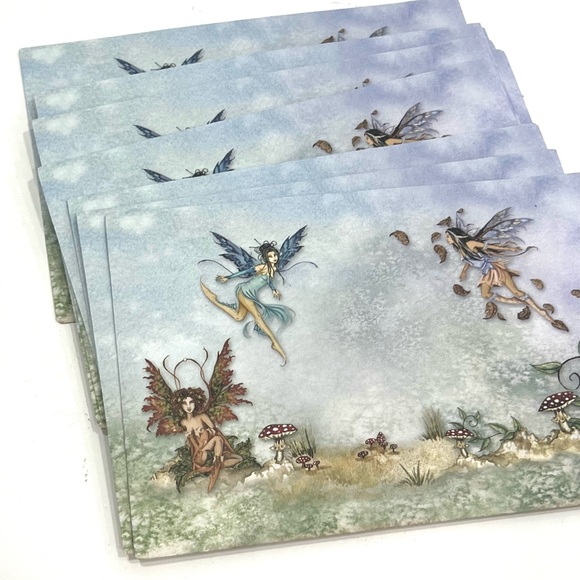 2004 Amy Brown Unicorn Fairies Dragon Stationary Card Envelope Set in Tin combo - Picture 9 of 16